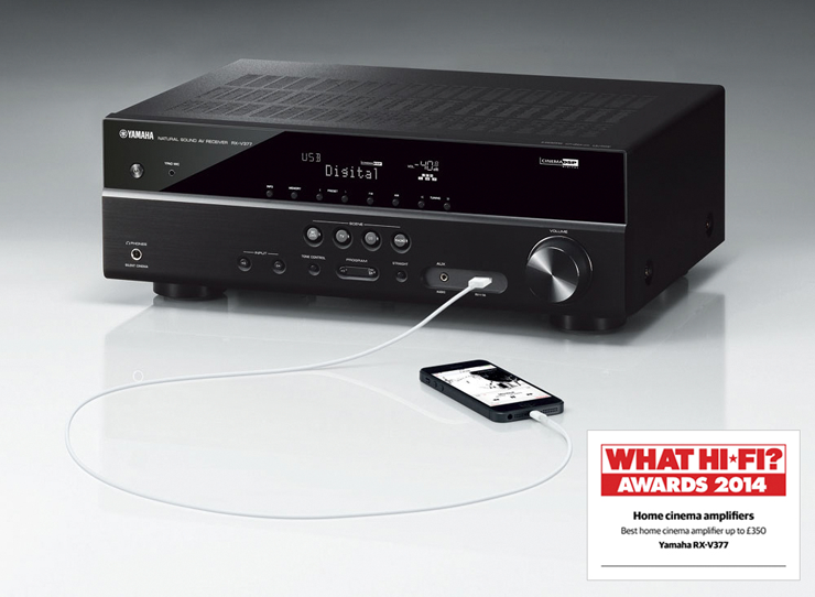 明升mansion5.1声道家庭影院收音扩音机RX-V377 荣获2014年度What Hi-Fi?五星评价大奖